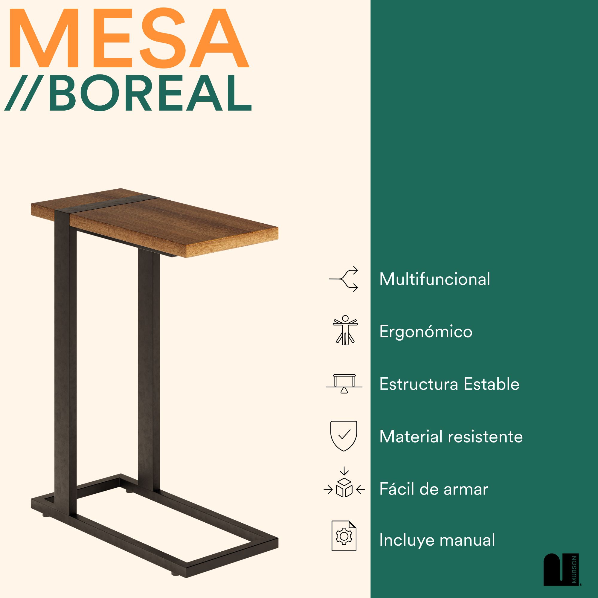 Foto 3 pulgar | Mesa Lateral Mubson Boreal color Café