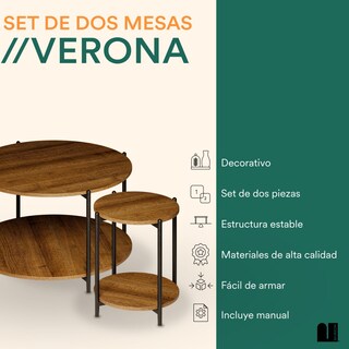 Foto 2 | Set de 2 Mesas de Centro Mubson Verona para Sala o Recamara