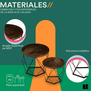 Foto 3 | Set de 2 Mesas de Centro color Marrón Mubson Inma para Sala o Recamara