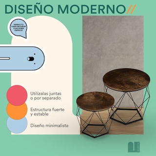 Foto 4 | Set de 2 Mesas de Centro color Marrón Mubson Inma para Sala o Recamara