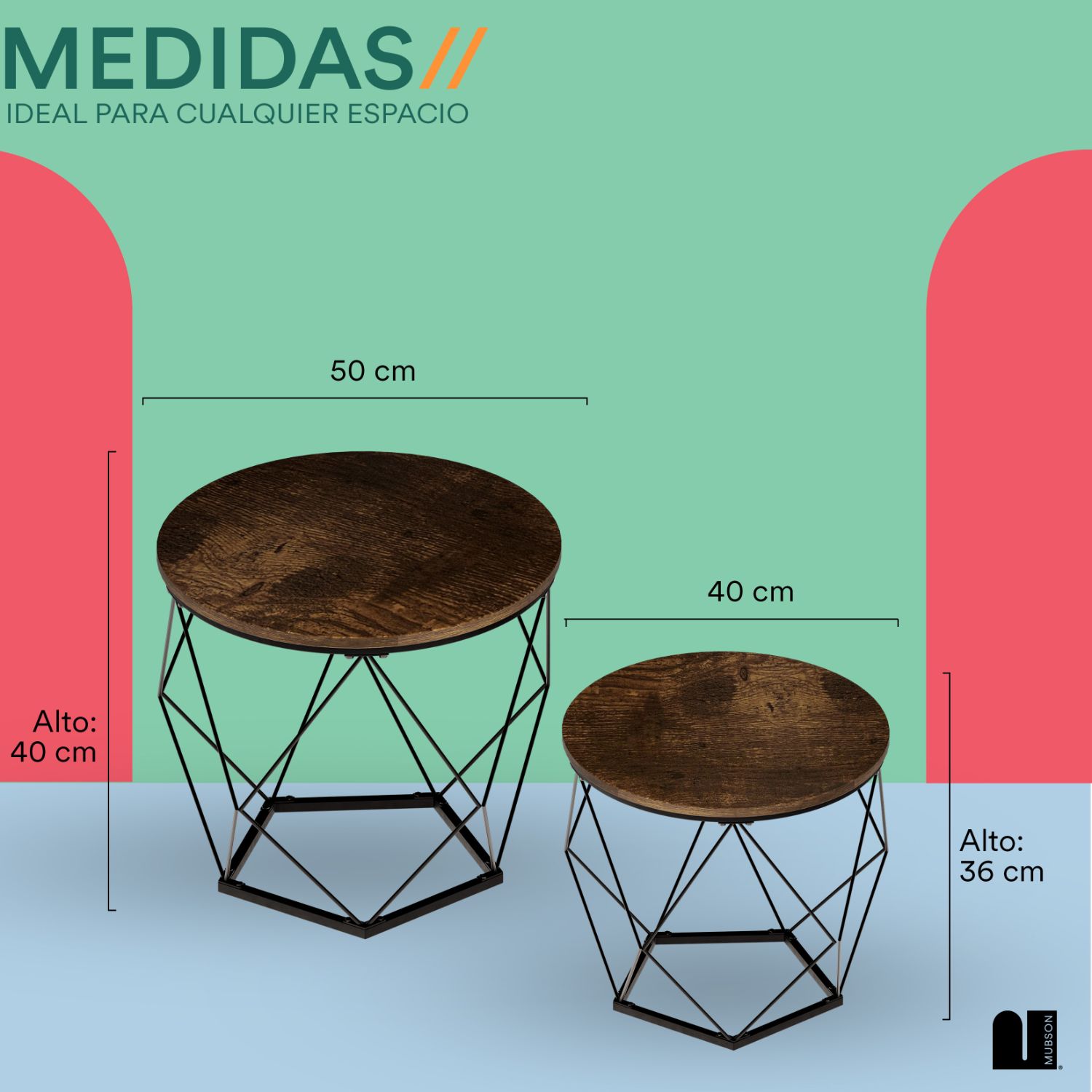 Foto 5 | Set de 2 Mesas de Centro color Marrón Mubson Inma para Sala o Recamara