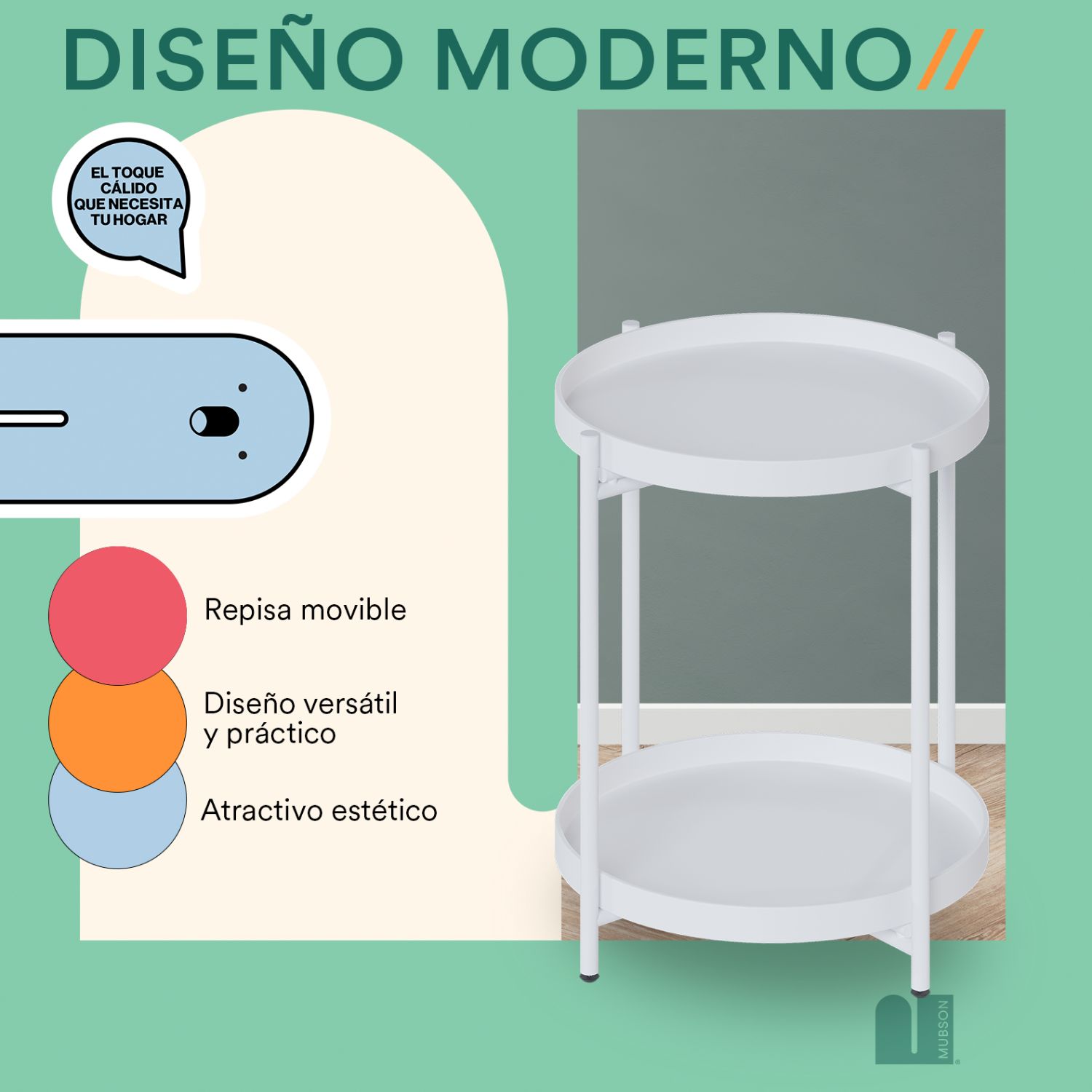 Foto 4 | Mesa Auxiliar de Sala o Recámara Mubson Blanco