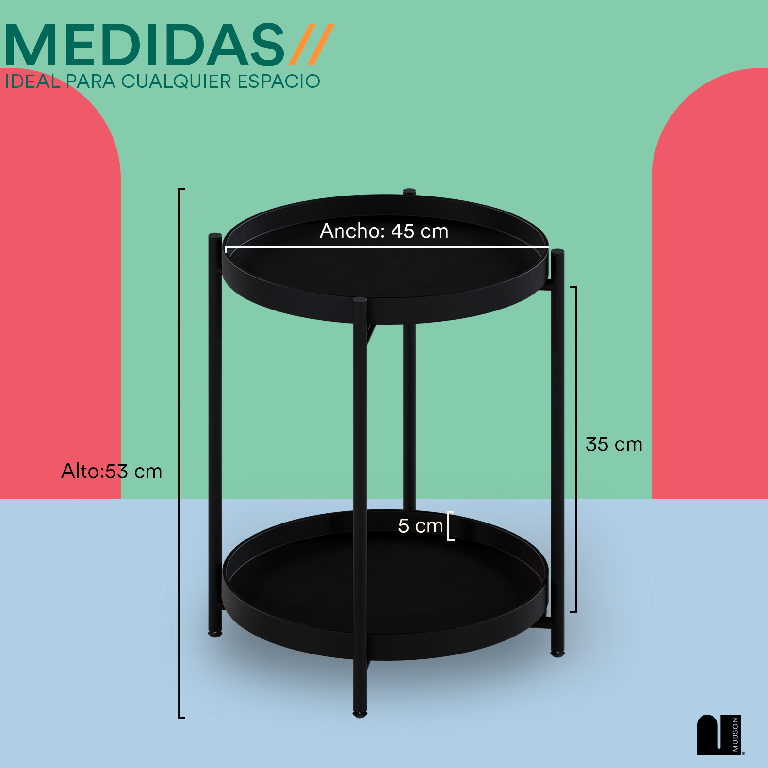 Foto 6 pulgar | Mesa Auxiliar de Sala O Recámara Mubson Negro