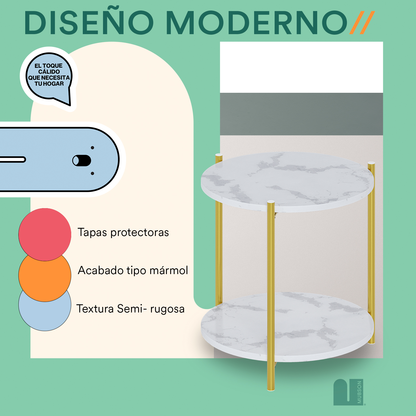 Foto 4 | Mesa Auxiliar de Sala o Recamara Mubson Blanco