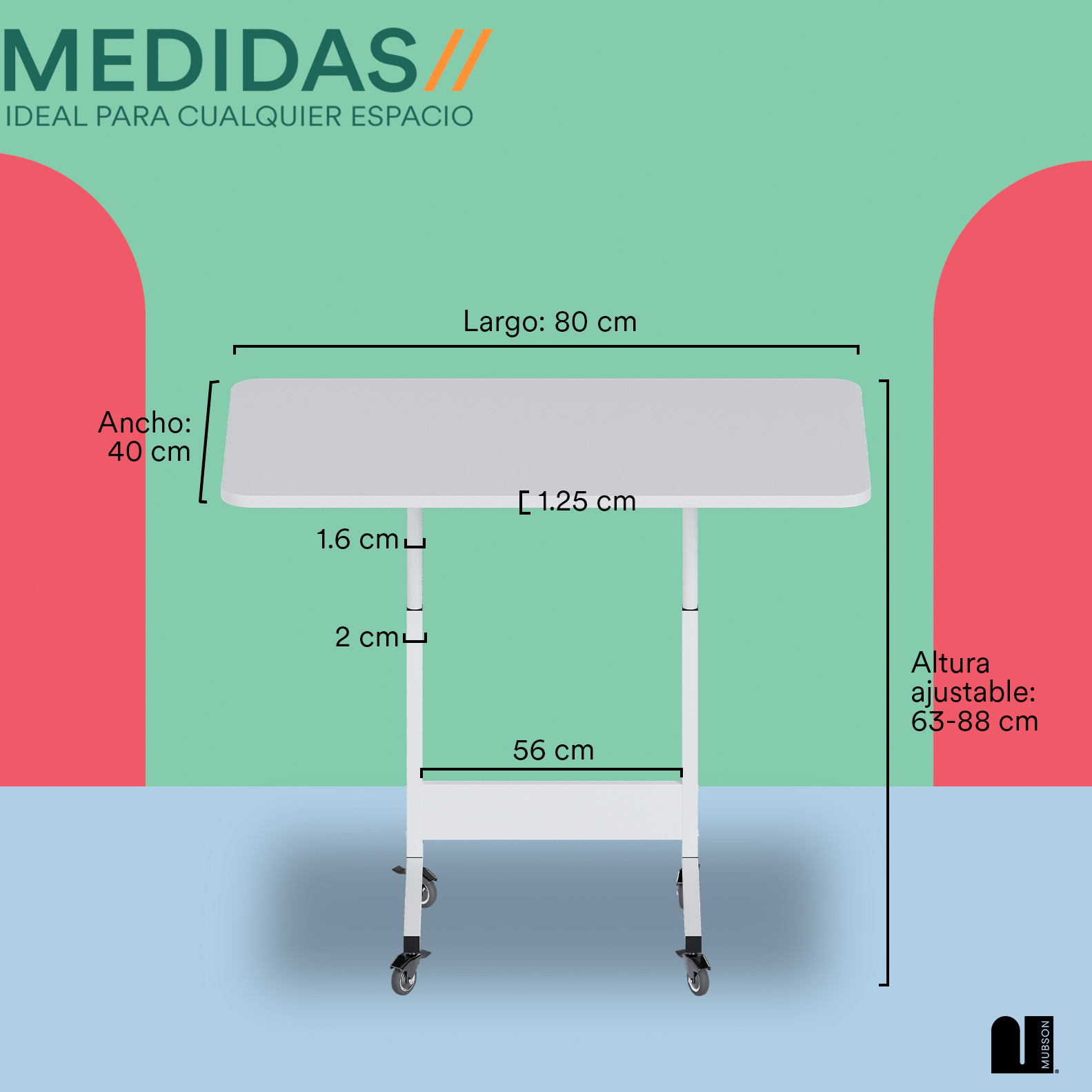 Foto 5 | Mesa Auxiliar Mubson. Escritorio Portátil Azper