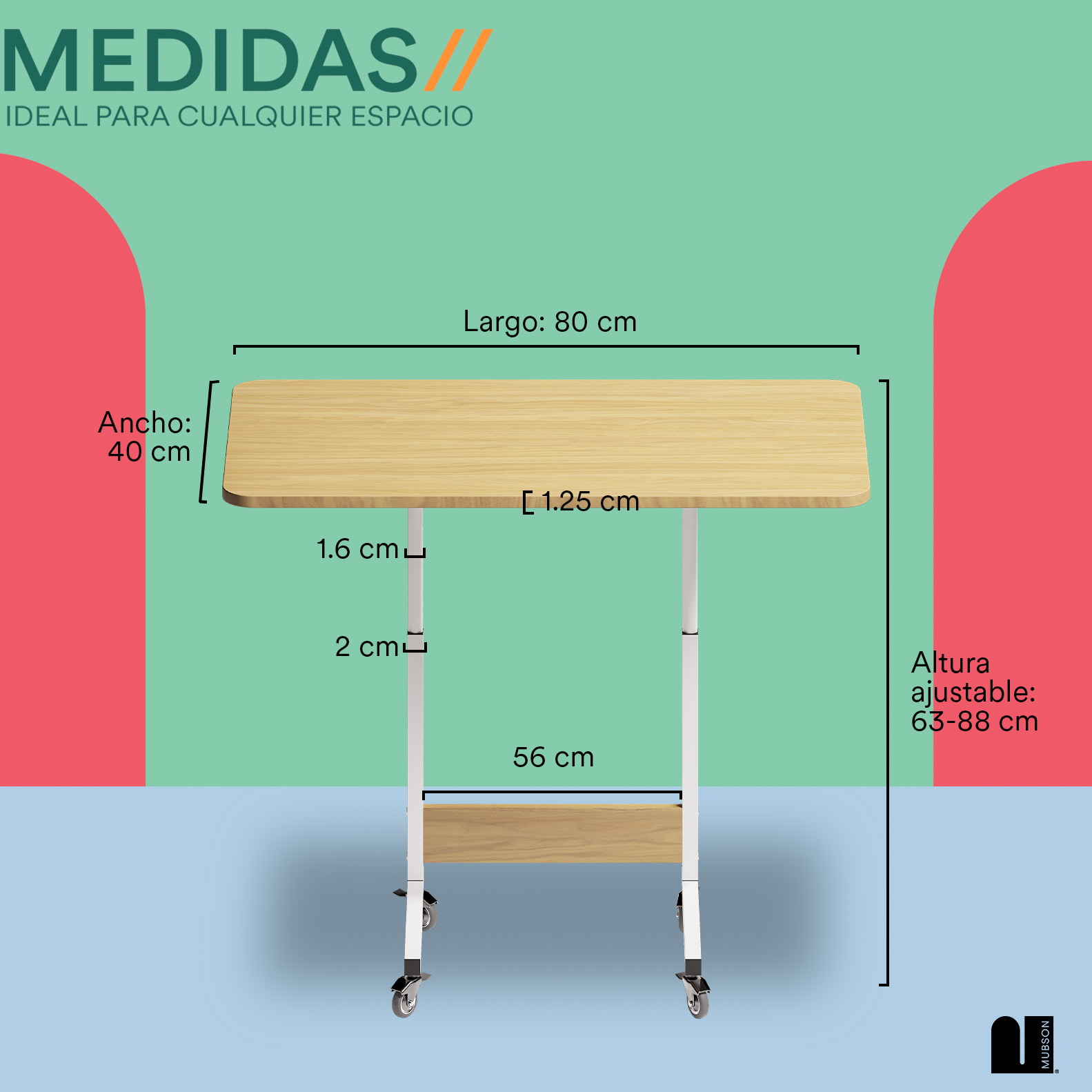 Foto 5 | Mesa Auxiliar Mubson. Escritorio Portátil Azper