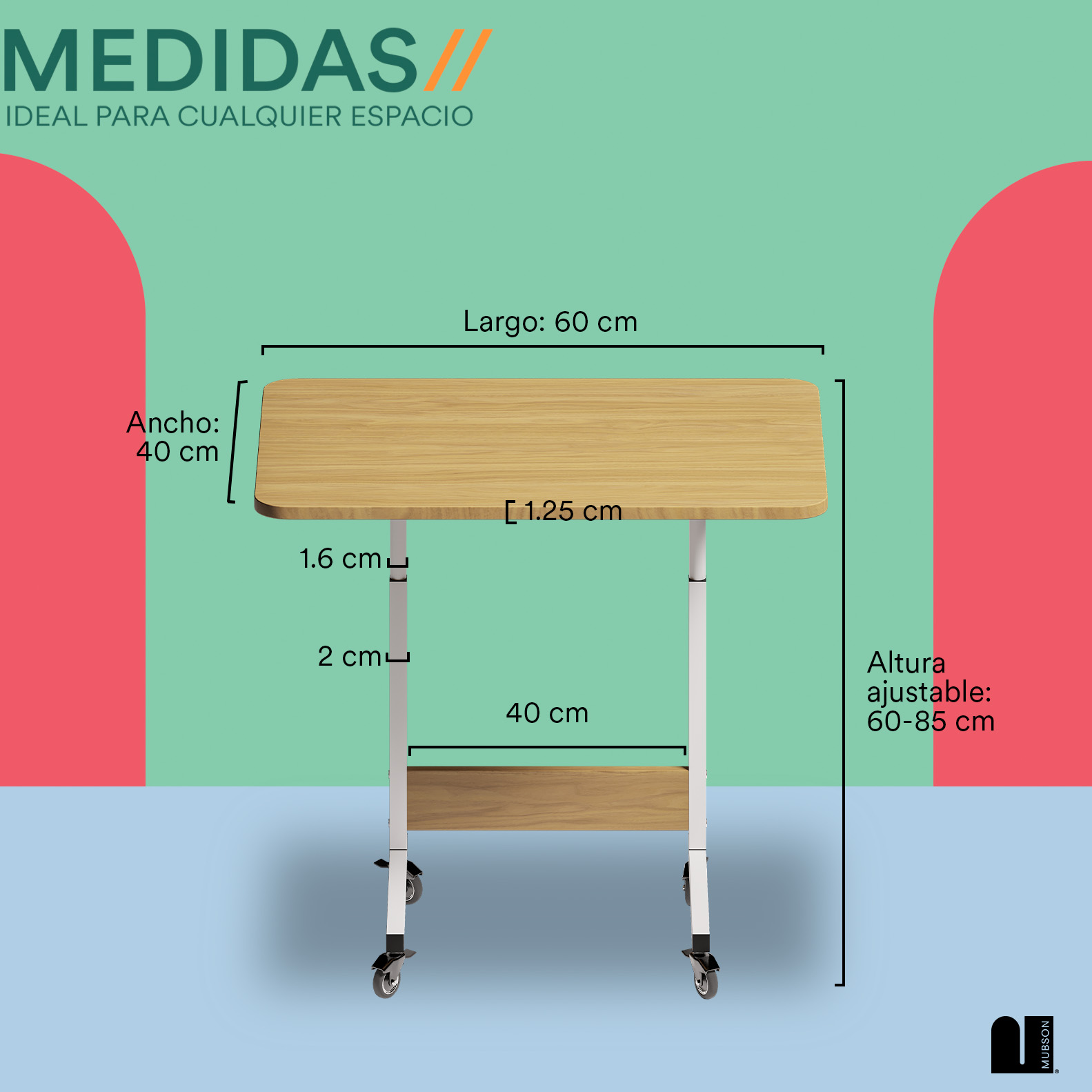 Foto 5 | Mesa Auxiliar Mubson Escritorio Portátil Azper