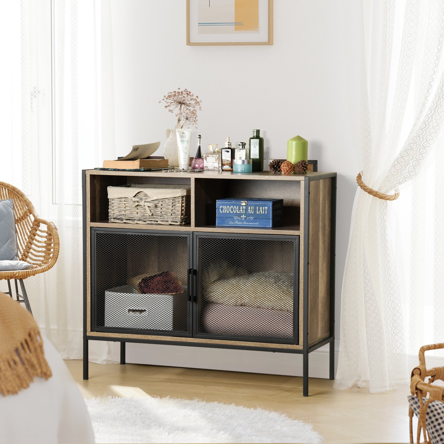 Foto 5 | Gabinete Auxiliar de Estilo Industrial Homemake Loft Nirrok Marrón