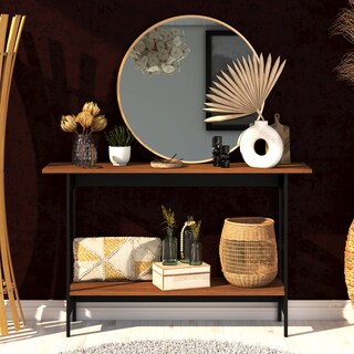 Foto 3 | Mesa de Pasillo Recibidor Organizador Credenza Mesa Auxiliar Playcon 120.4 X 75 cm Tablero Texturizado Tzalam Y Negro