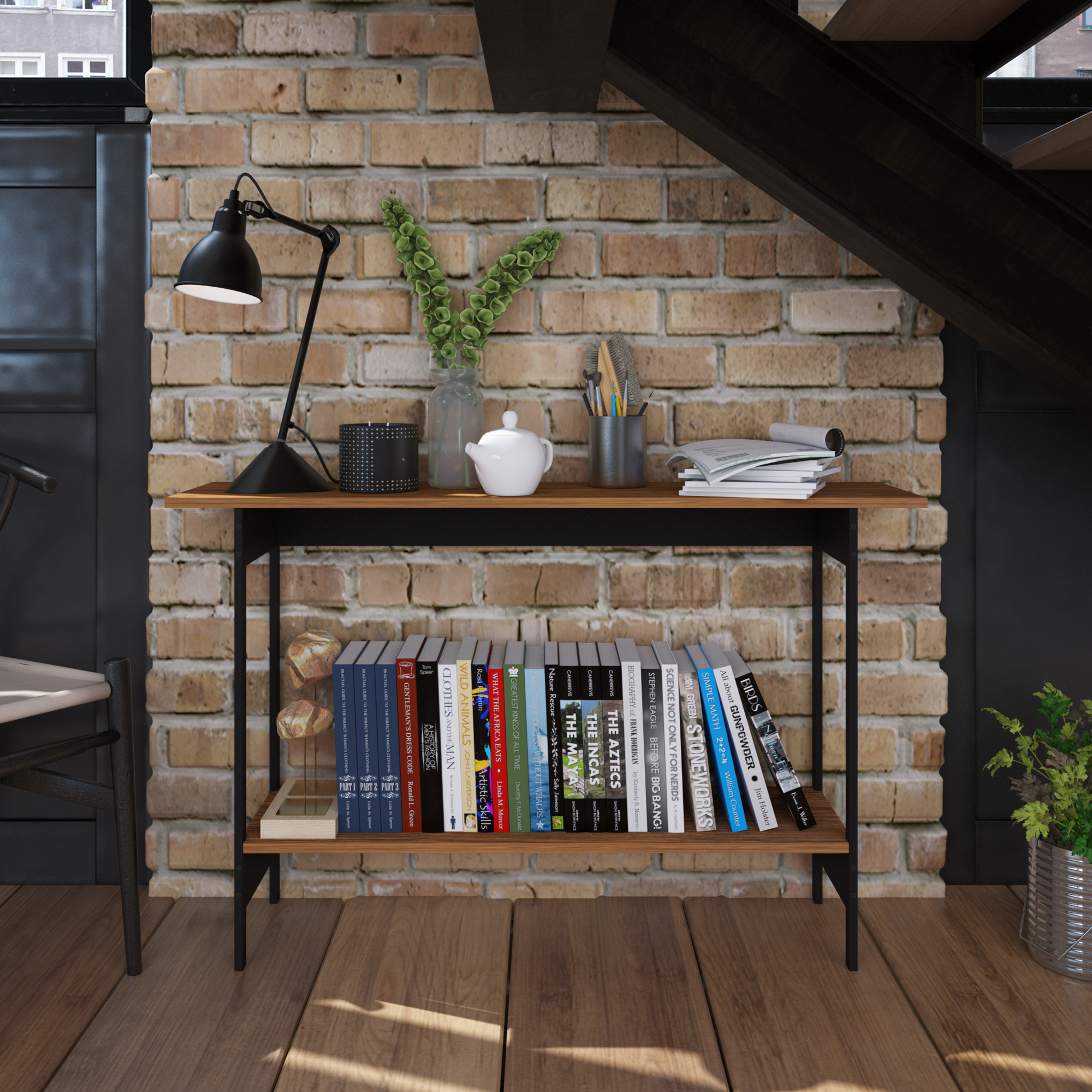 Foto 5 pulgar | Mesa de Pasillo Recibidor Organizador Credenza Mesa Auxiliar Playcon 120.4 X 75 cm Tablero Texturizado Tzalam Y Negro