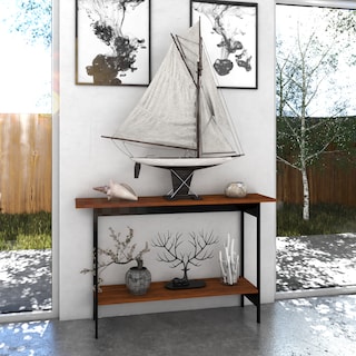 Foto 5 | Mesa de Pasillo Recibidor Organizador Credenza Mesa Auxiliar Playcon 120.4 X 75 cm Tablero Texturizado Tzalam Y Negro