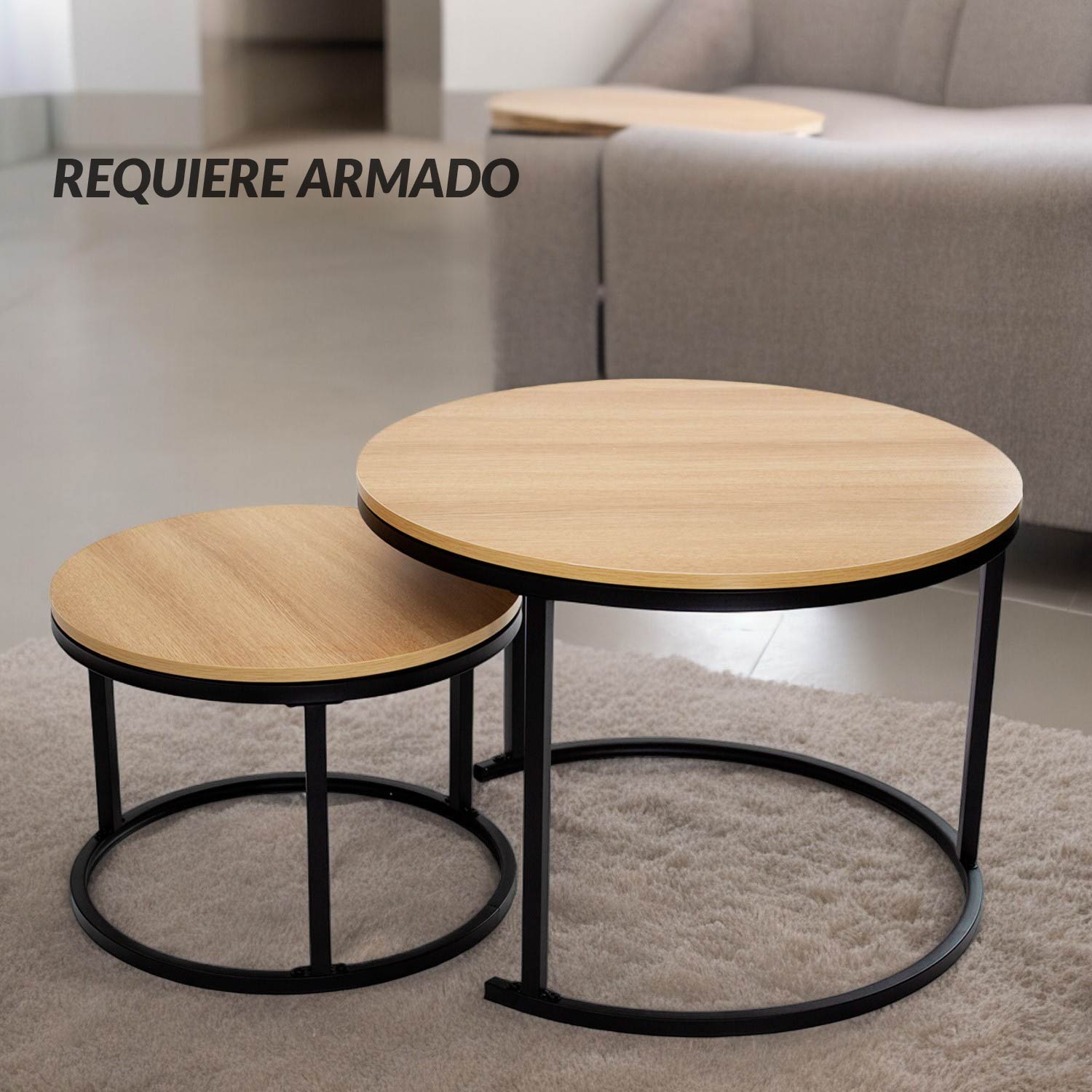 Foto 4 pulgar | Juego de 2 Mesas Ilios Innova Jmr-maple color Maple Redondas