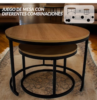 Foto 7 | Mesas Auxiliares Redondas Ilios Innova Cafés 2 Piezas