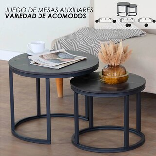 Foto 7 | Juego de Mesas Auxiliares Ilios Innova JMA-NEG/GDX Negro 2 Piezas