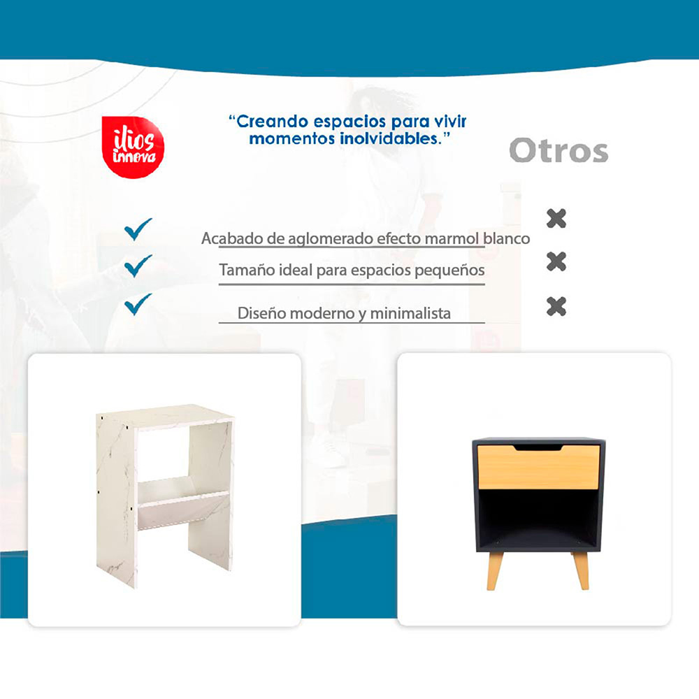 Foto 7 | Buró Mesa Ilios Innova Bmn-bla/gdx Blanco Minimalista