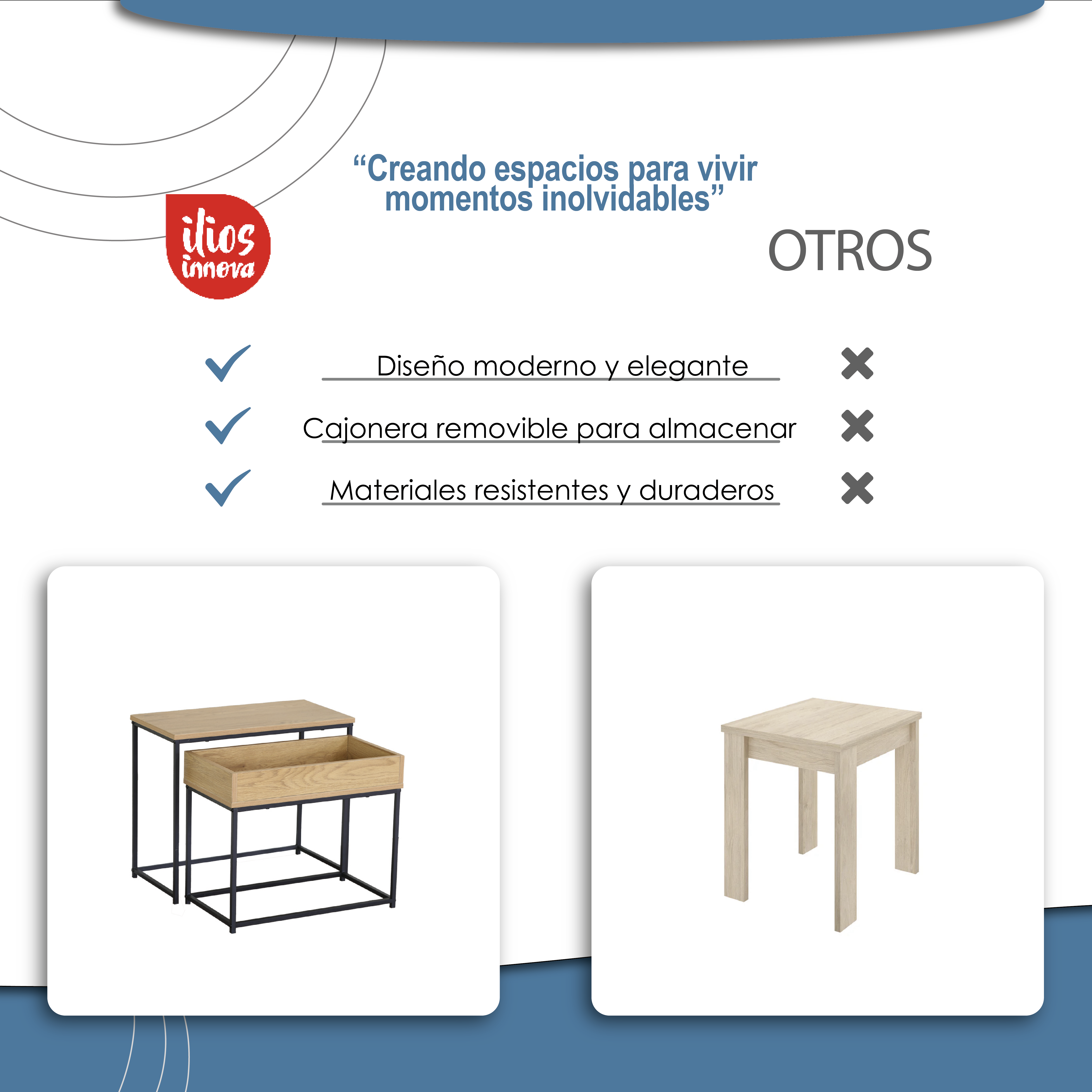 Foto 7 | Mesa Auxiliar Para Sala Ilios Innova Mca-map/gdx Café Con Cajón Removible