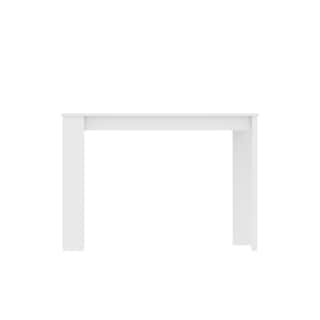 Foto 2 | Mesa Auxiliar Color Blanco Y Madera Para Sala O Cocina. Estructura De Madera Industrial