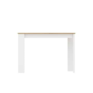 Foto 3 | Mesa Auxiliar Color Blanco Y Madera Para Sala O Cocina. Estructura De Madera Industrial
