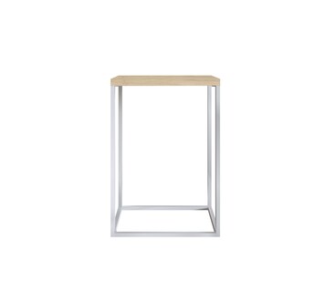 Foto 1 | Mesa Lateral Color Blanco Y Madera Con Estructura Metálica De Acero Mdp
