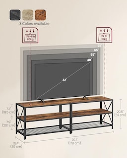 Foto 6 | Soporte De Tv Vasagle Para Televisores De Hasta 75 Pulgadas Con Almacenamiento, Color Marrón Rústico