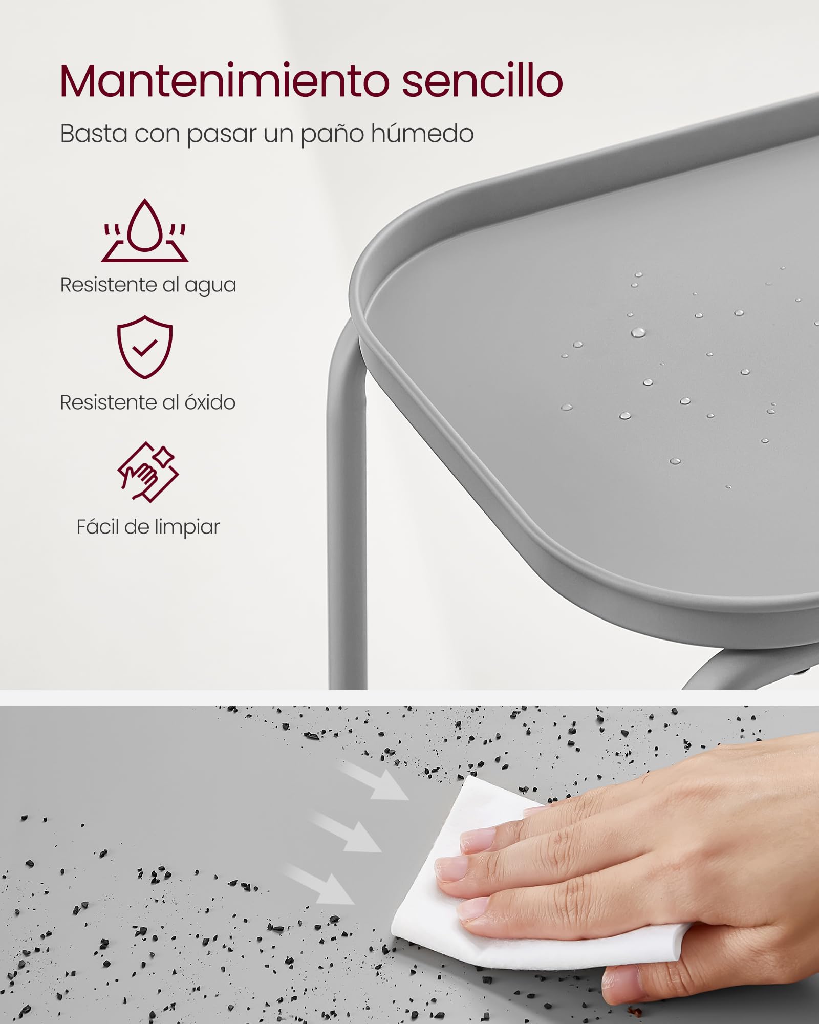 Foto 5 pulgar | Vasagle Mesa Auxiliar De 2 Niveles De Metal, Mesa De Centro Pequeña, Mesita De Noche Con Bandeja, Gris Paloma Mlet243g0
