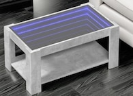 Mesa De Centro Jandal Con Iluminación Led Efecto Infinito Estilo Industrial Y Almacenamiento Inferior
