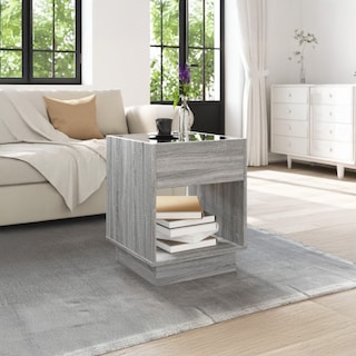 Foto 1 | Bossa Mesa Auxiliar Cuadrada Gris Haifa Con Luz Led Decorativa Efecto Infinito Para Sala O Recamara