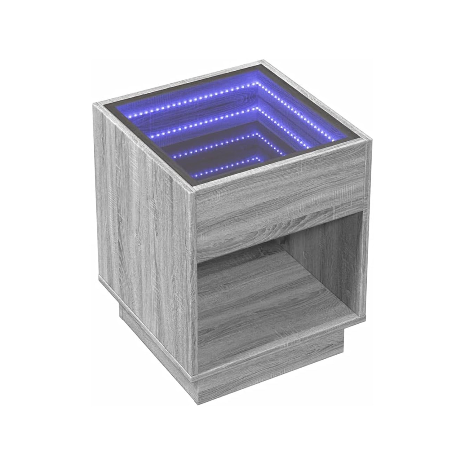 Foto 3 pulgar | Bossa Mesa Auxiliar Cuadrada Gris Haifa Con Luz Led Decorativa Efecto Infinito Para Sala O Recamara