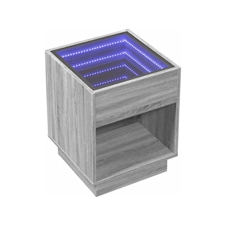 Foto 2 | Bossa Mesa Auxiliar Cuadrada Gris Haifa Con Luz Led Decorativa Efecto Infinito Para Sala O Recamara