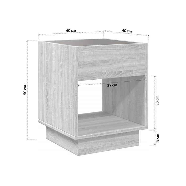 Foto 8 pulgar | Bossa Mesa Auxiliar Cuadrada Gris Haifa Con Luz Led Decorativa Efecto Infinito Para Sala O Recamara