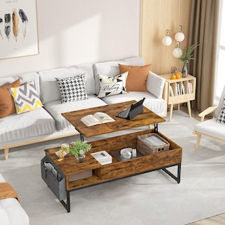 Foto 4 | Bossa Mesa De Centro Elevable Con Almacenamiento Altaria | Diseño Rústico | 2 Compartimentos |Bolsa Lateral |E