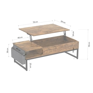 Foto 7 | Bossa Mesa De Centro Elevable Con Almacenamiento Altaria | Diseño Rústico | 2 Compartimentos |Bolsa Lateral |E