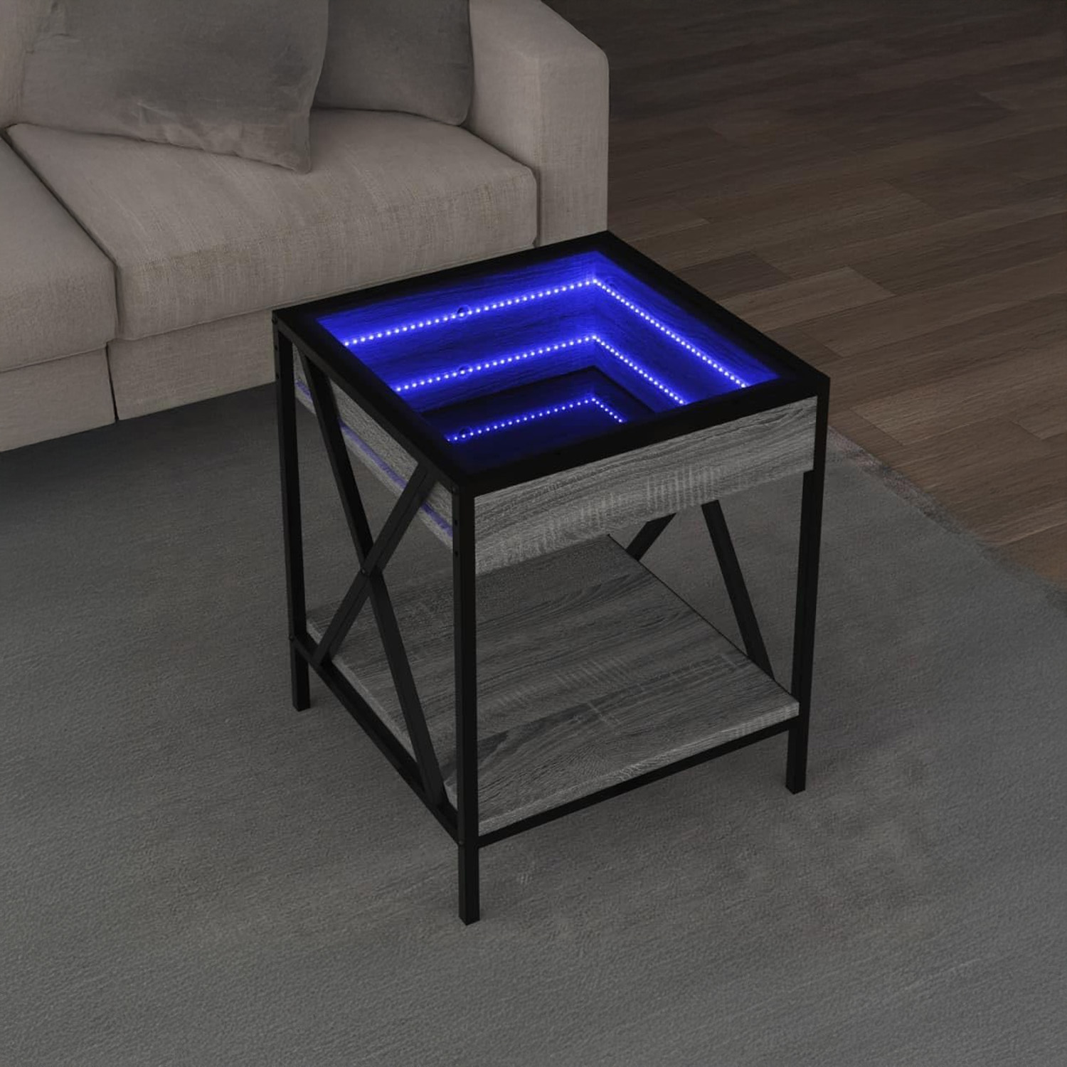 Foto 3 pulgar | Bossa Mesa Auxiliar Radnick Con Base De Almacenamiento Efecto Luz Led Efecto Infinito