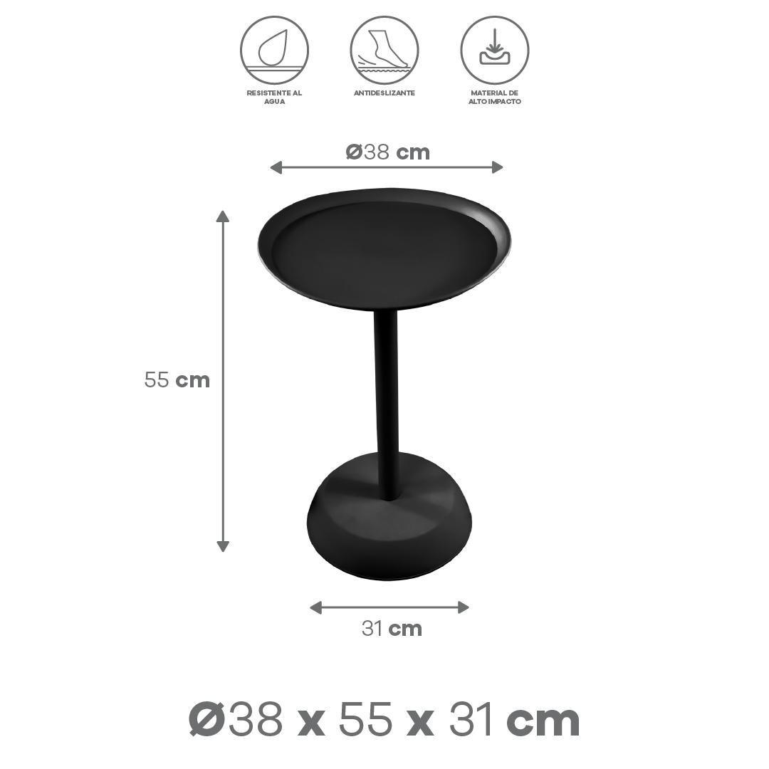 Foto 2 | Mesa Redonda “tulipán” Negra – 38 Ø X 55x31 Cm, Modelo Cb003