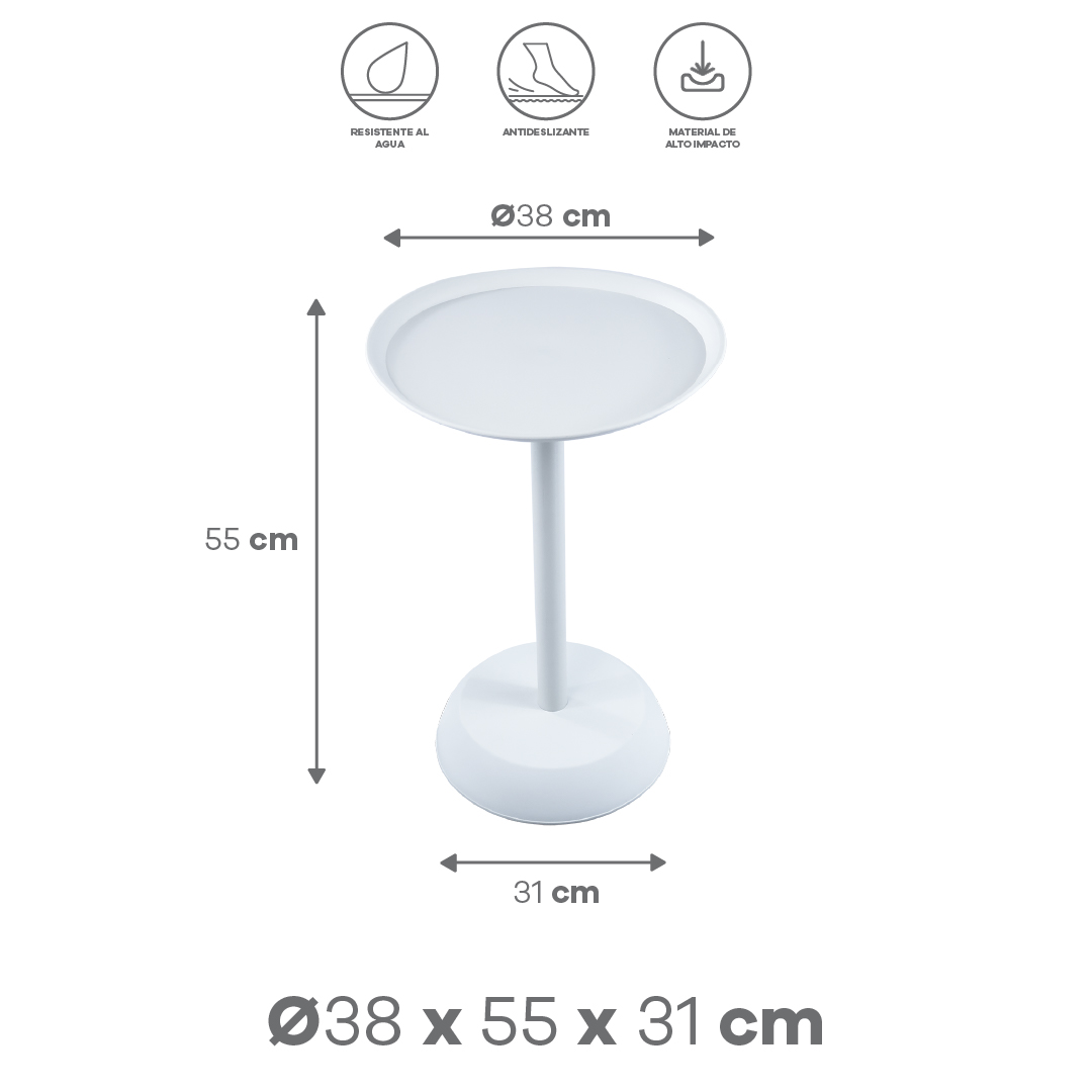 Foto 2 | Mesa Redonda “tulipán” Blanca – 38 Cm Ø X 55x31 Cm, Modelo Cb003