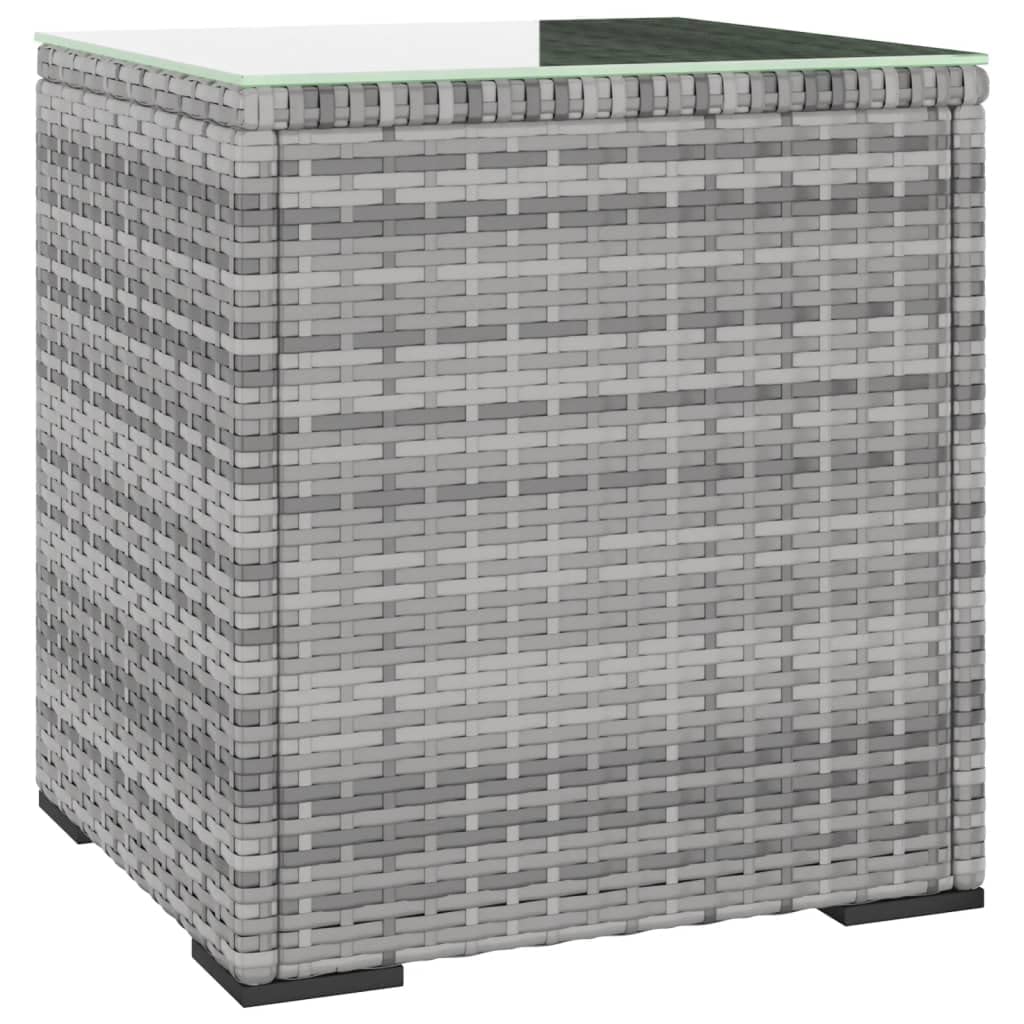 Foto 2 pulgar | Mesa Auxiliar Vidaxl Gris De Poliratán Para Interiores Y Exteriores Con Cristal En T - Venta Internacional.