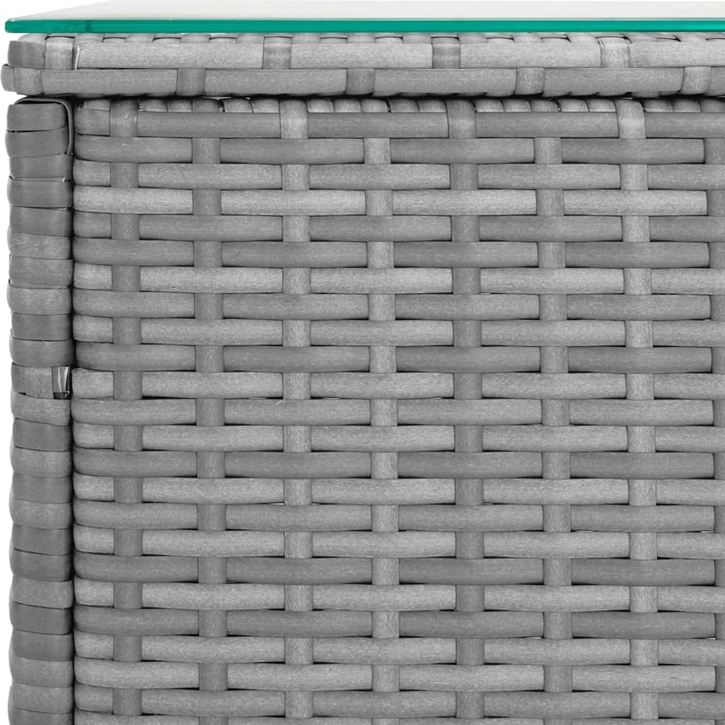 Foto 6 pulgar | Mesa Auxiliar Vidaxl Gris De Poliratán Para Interiores Y Exteriores Con Cristal En T - Venta Internacional.