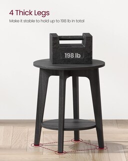 Foto 7 | Mesa Auxiliar Vasagle Redonda Pequeña Con Estante Inferior, Gris Antracita - Venta Internacional.