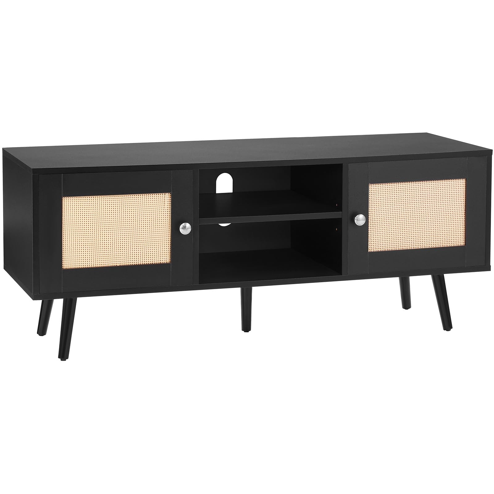 Soporte De Tv Vevor Rattan Para Tv De 55 Pulgadas Con Estantes Ajustables - Venta Internacional.