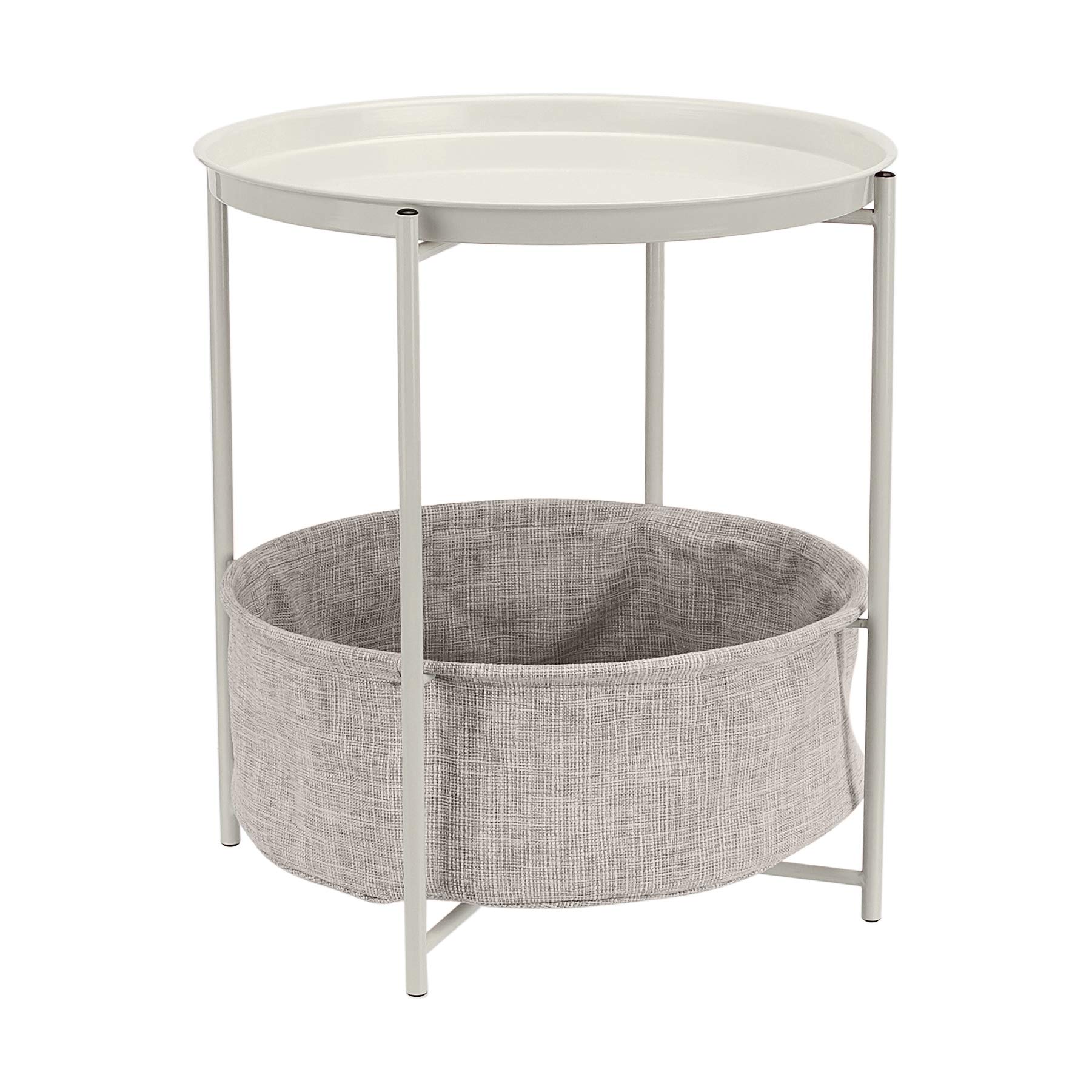 Mesa Auxiliar De Almacenamiento Amazon Basics Redonda Blanco/gris Jaspeado - Venta Internacional.
