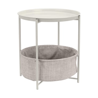 Foto 1 | Mesa Auxiliar De Almacenamiento Amazon Basics Redonda Blanco/gris Jaspeado - Venta Internacional.