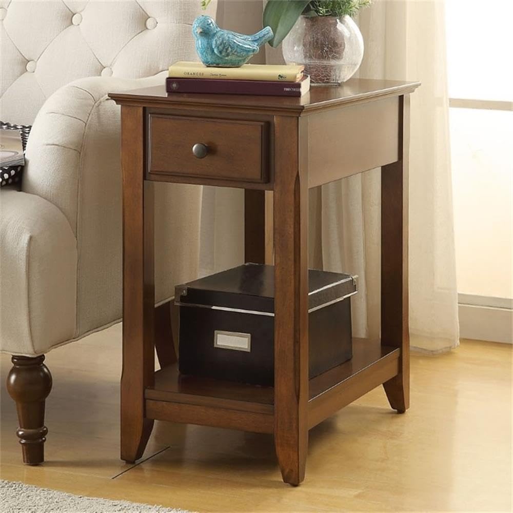 Foto 3 pulgar | Mesa Auxiliar Acme Bertie De Madera Con 1 Cajón Y Estante De Nogal - Venta Internacional.