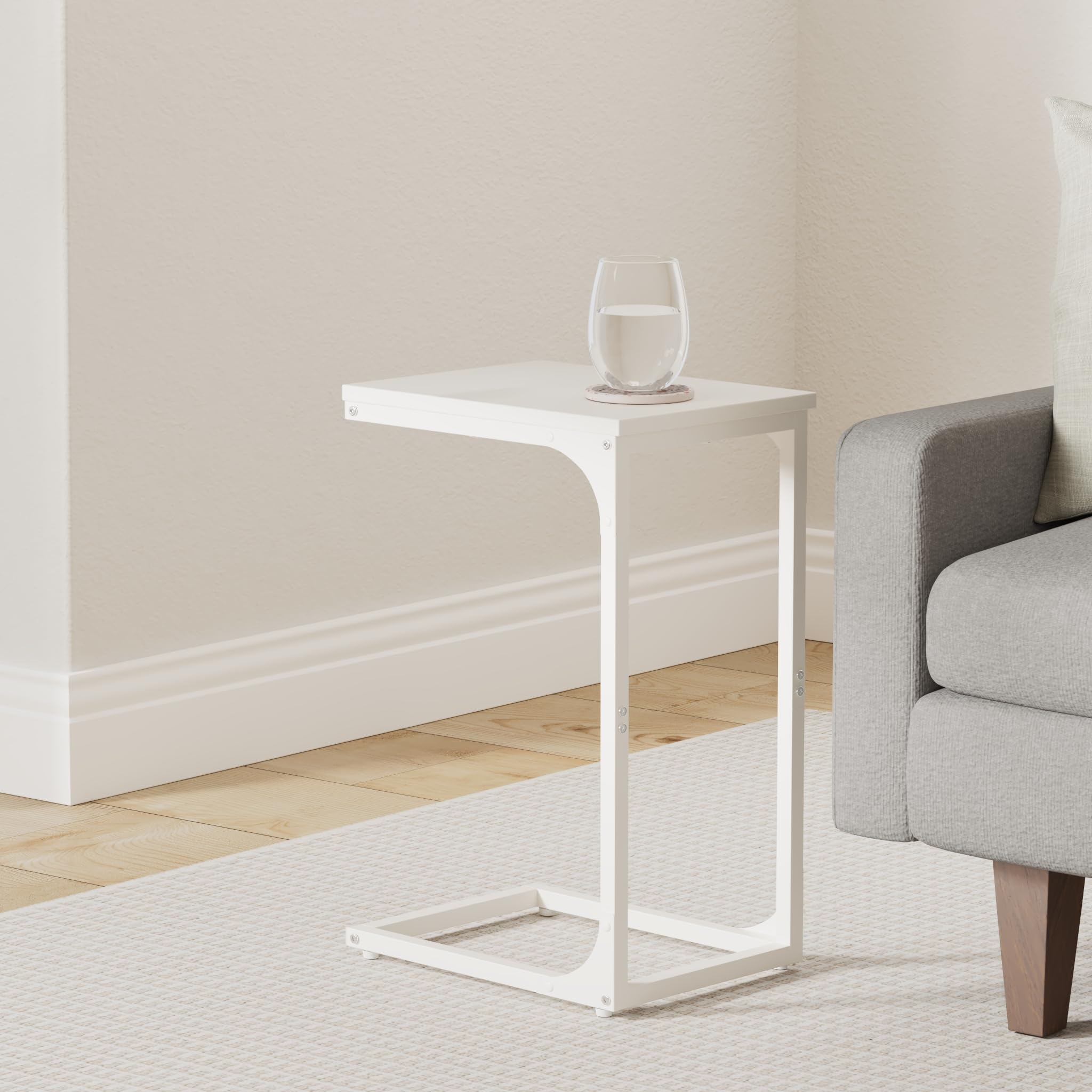Foto 3 pulgar | Mesa Auxiliar Vasagle En Forma De C Para Sofá, Sala De Estar, Color Blanco Crema - Venta Internacional.