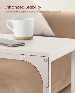 Foto 5 | Mesa Auxiliar Vasagle En Forma De C Para Sofá, Sala De Estar, Color Blanco Crema - Venta Internacional.