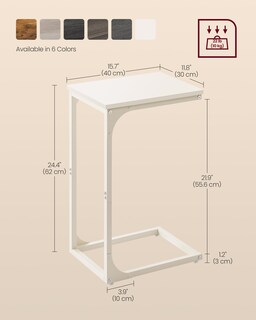 Foto 6 | Mesa Auxiliar Vasagle En Forma De C Para Sofá, Sala De Estar, Color Blanco Crema - Venta Internacional.