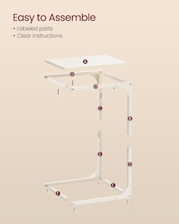 Foto 7 | Mesa Auxiliar Vasagle En Forma De C Para Sofá, Sala De Estar, Color Blanco Crema - Venta Internacional.