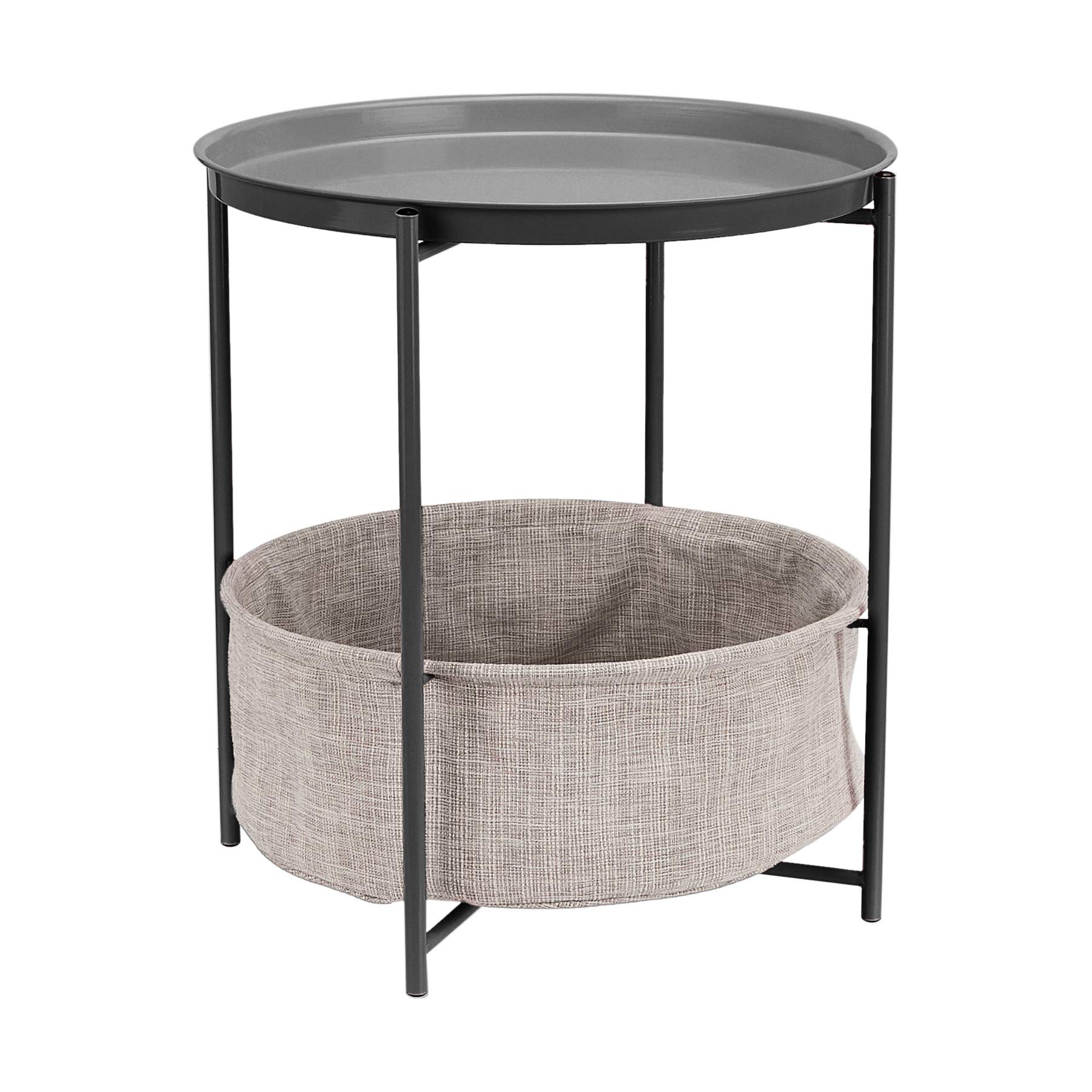 Foto 1 | Mesa Auxiliar De Almacenamiento Amazon Basics Redonda Con Cesta De Tela - Venta Internacional.
