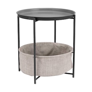Foto 1 | Mesa Auxiliar De Almacenamiento Amazon Basics Redonda Con Cesta De Tela - Venta Internacional.
