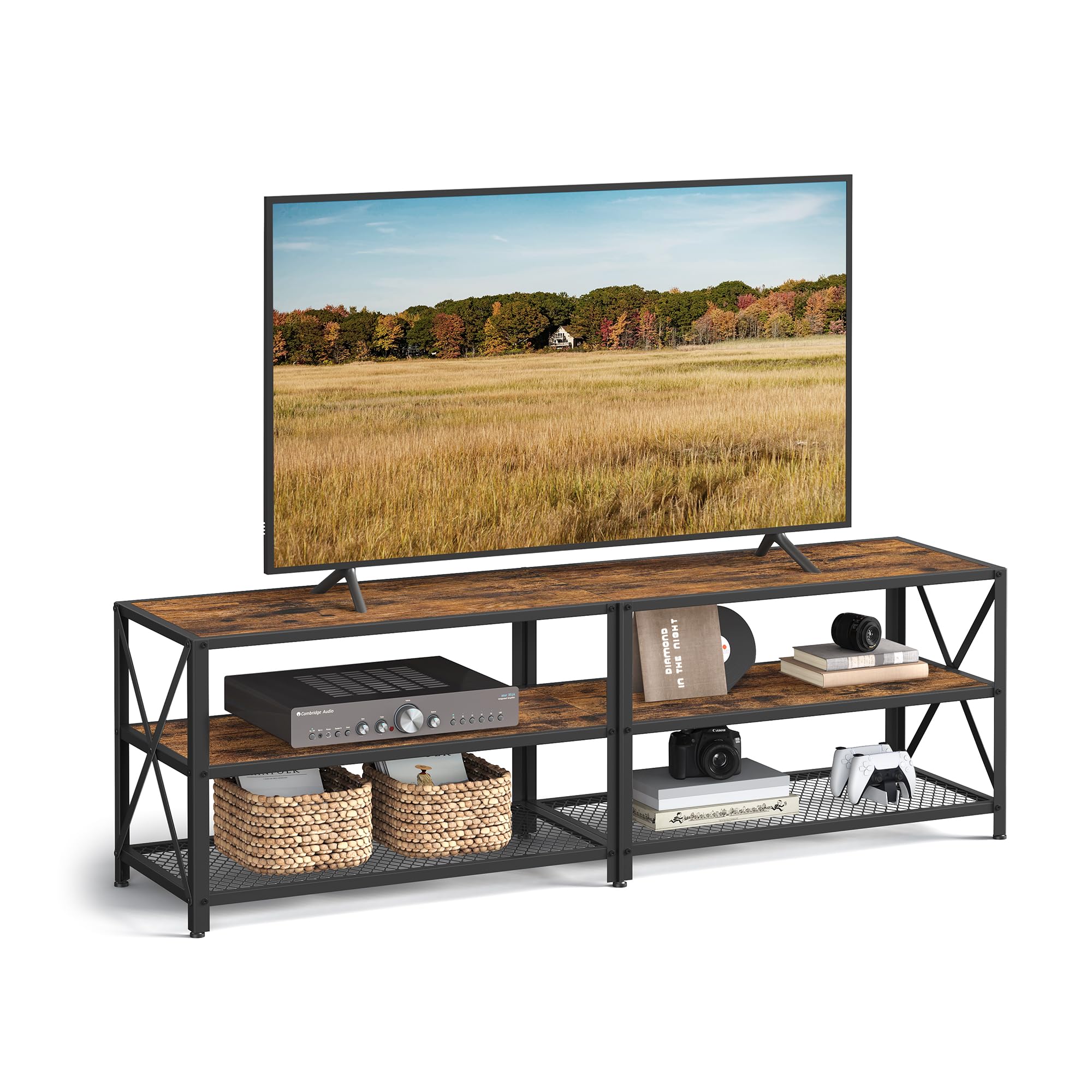 Soporte De Tv Vasagle Para Televisores De Hasta 75 Pulgadas Con Almacenamiento, Color Marrón Rústico - Venta Intern