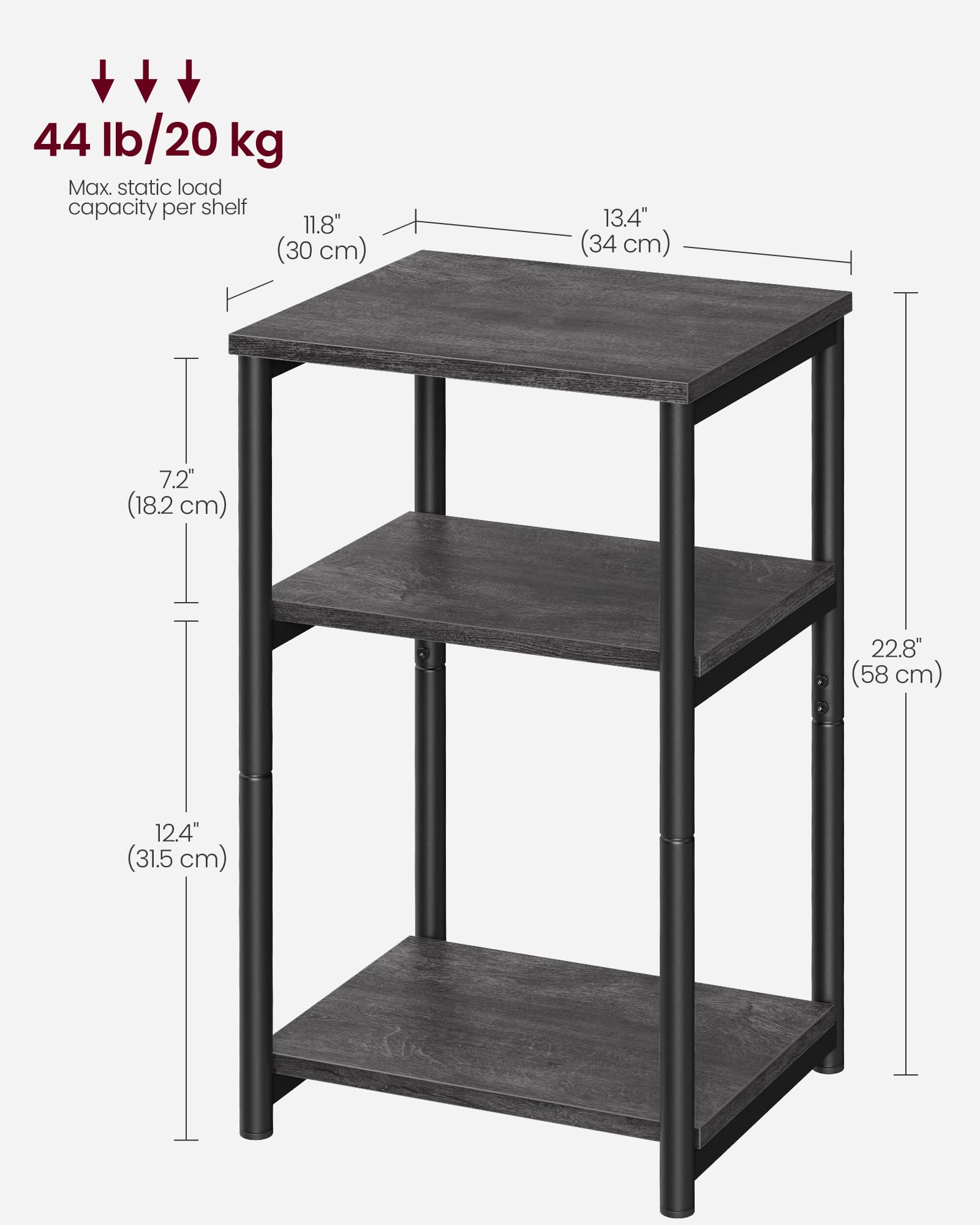 Foto 6 | Mesa Auxiliar Vasagle Ulet273b68 Gris Brumoso Y Negro Clásico - Venta Internacional.